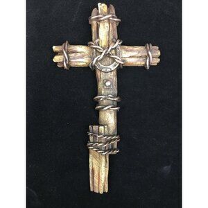 Cowboy Crucifix Western Wasll Cross Rustic Barbwire Horseshoe Rodeo Farmhouse
